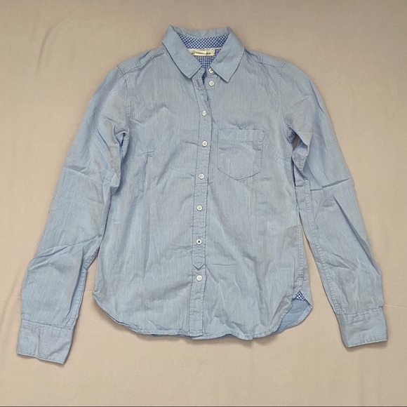 H&M Blue Button Up With Elbow Patches - Picture 1 of 9